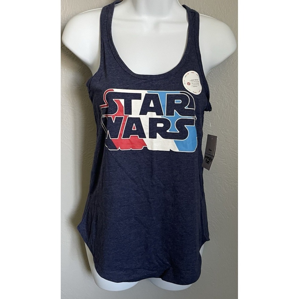 New! Star Wars Tank Top Blue Womens Size X-Small‎ Racerback Graphic Top